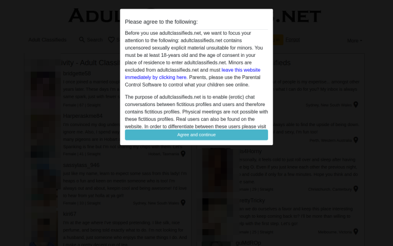 adultclassifieds.net Reviews & Reviews Website Screenshot