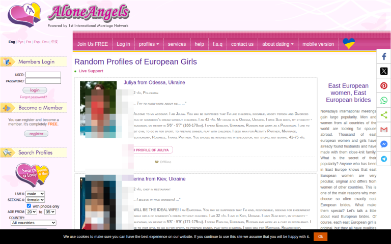 aloneangels.com Reviews & Reviews Website Screenshot