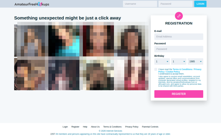amateurfreehookups.com Reviews & Reviews Website Screenshot