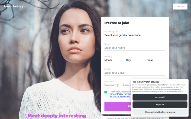 amourfactory.com Reviews & Reviews Website Screenshot