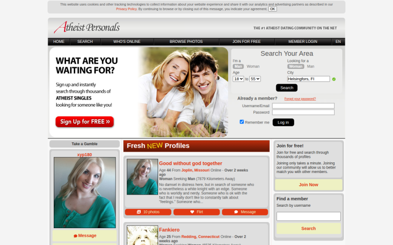 atheistpersonals.net Reviews & Reviews Website Screenshot