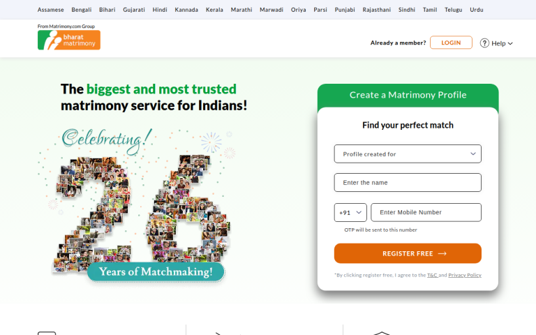 bharatmatrimony.com Reviews & Reviews Website Screenshot