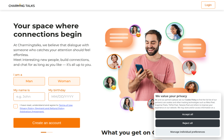 charmingtalks.com Reviews & Reviews Website Screenshot