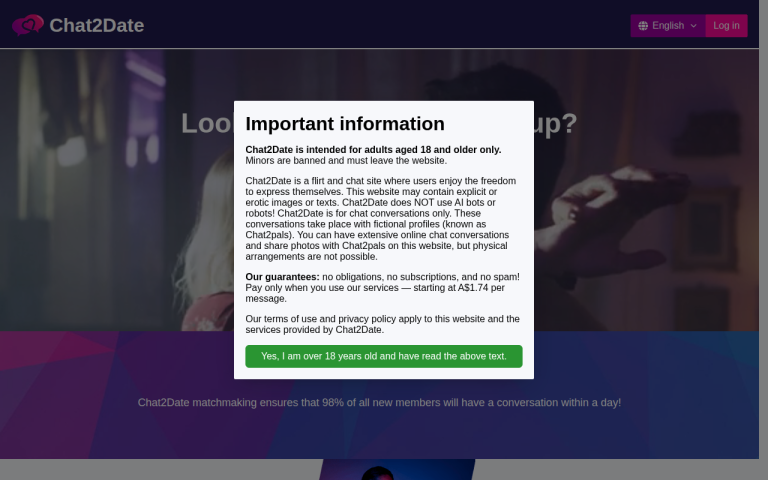 chat2date.net Reviews & Reviews Website Screenshot