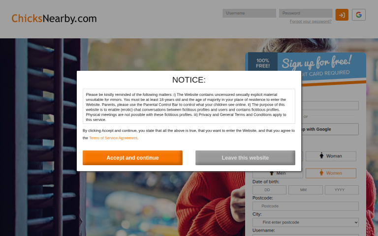 chicksnearby.com Reviews & Reviews Website Screenshot
