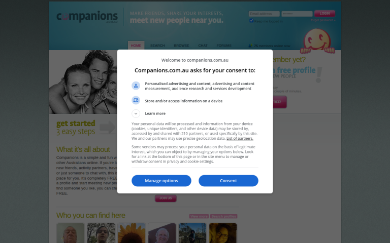companions.com.au Reviews & Reviews Website Screenshot