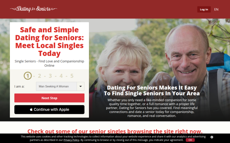 datingforseniors.com Reviews & Reviews Website Screenshot