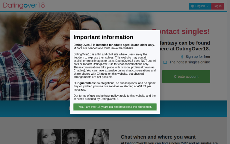 datingover18.com Reviews & Reviews Website Screenshot