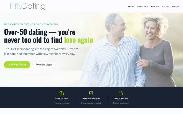 fiftydating.com Reviews & Reviews Website Screenshot