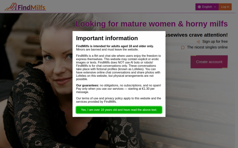 findmilfs.com Reviews & Reviews Website Screenshot