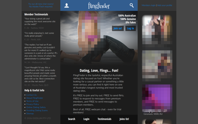 flingfinder.com.au Reviews & Reviews Website Screenshot
