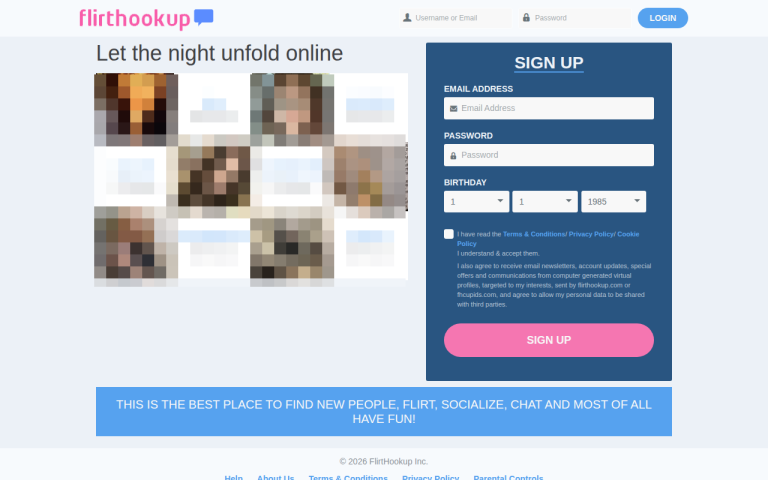 flirthookup.com Reviews & Reviews Website Screenshot