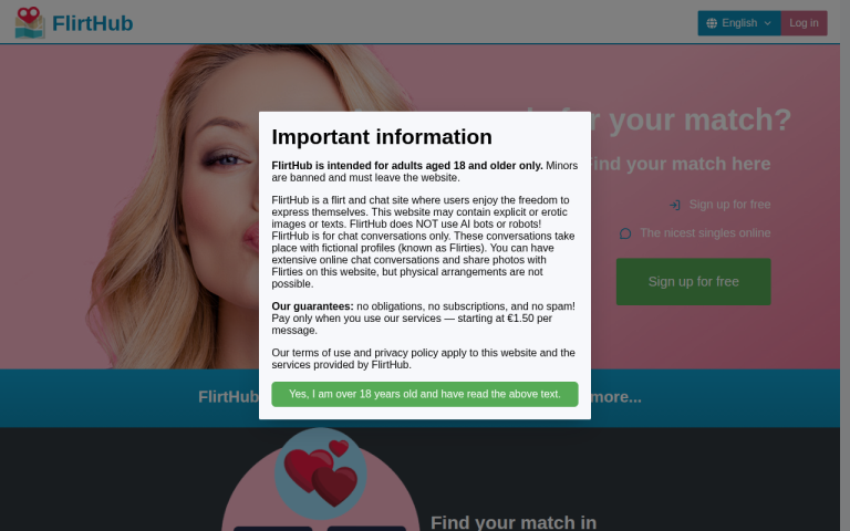 flirthub.net Reviews & Reviews Website Screenshot