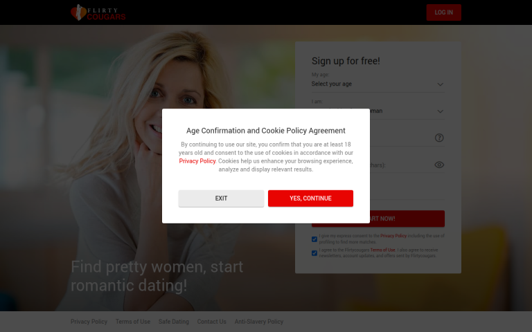 flirtycougars.com Reviews & Reviews Website Screenshot