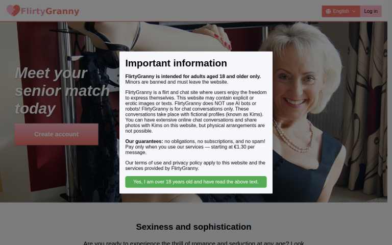 flirtygranny.com Reviews & Reviews Website Screenshot