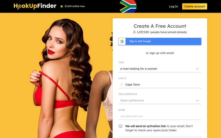 hookupfinder.co.za Reviews & Reviews Website Screenshot