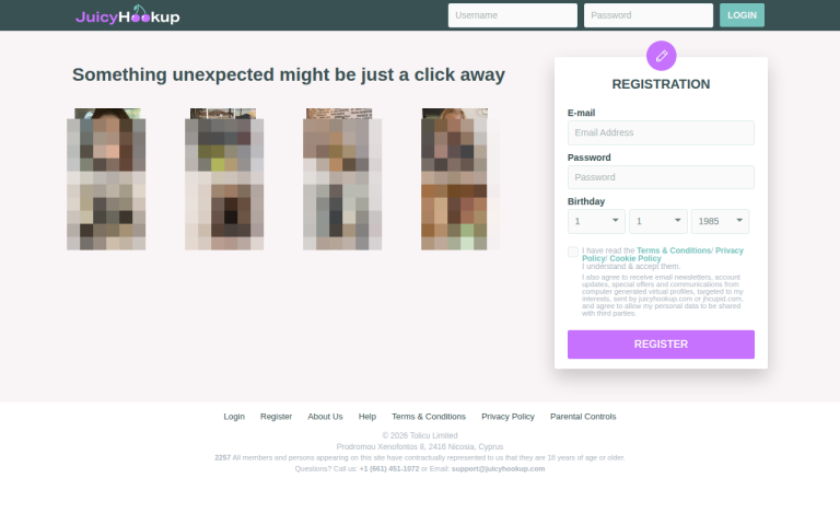 juicyhookup.com Reviews & Reviews Website Screenshot