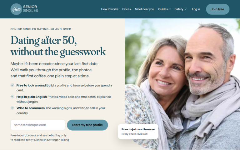 justseniorsingles.com Reviews & Reviews Website Screenshot