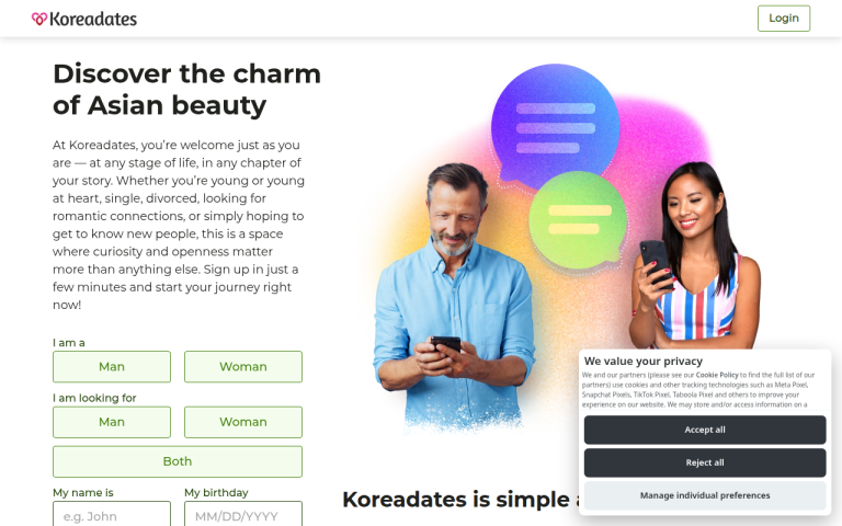 koreadates.com Reviews & Reviews Website Screenshot