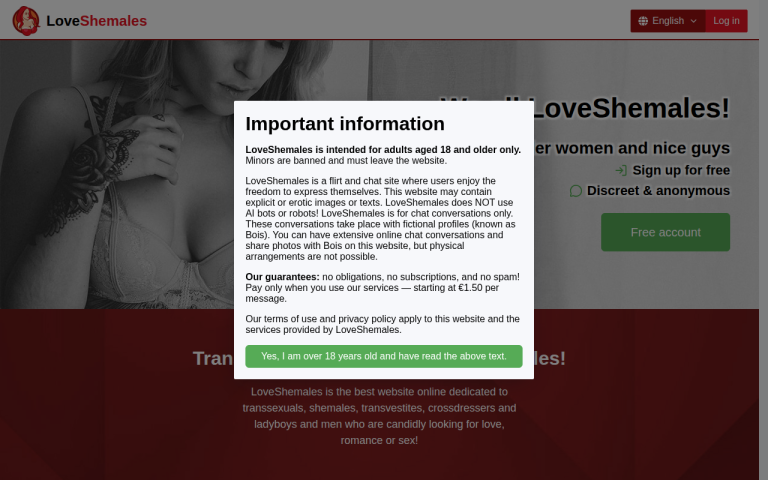 loveshemales.net Reviews & Reviews Website Screenshot