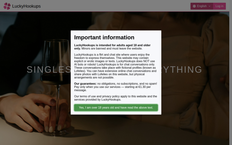 luckyhookups.com Reviews & Reviews Website Screenshot