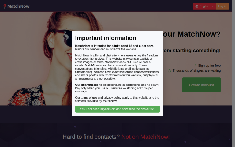 matchnow.uk Reviews & Reviews Website Screenshot