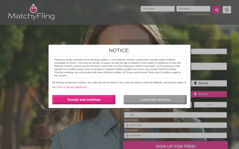 matchyfling.com Reviews & Reviews Website Screenshot