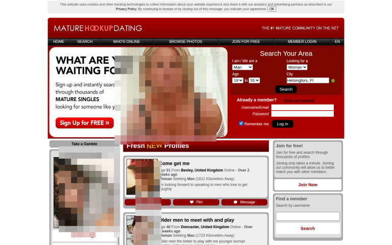 maturehookupdating.com Reviews & Reviews Website Screenshot