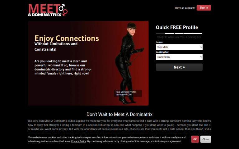 meetadominatrix.com Reviews & Reviews Website Screenshot
