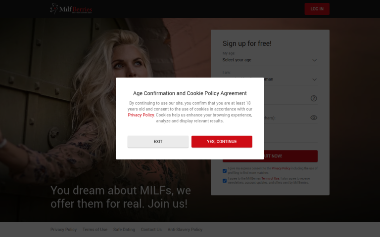 milfberries.com Reviews & Reviews Website Screenshot