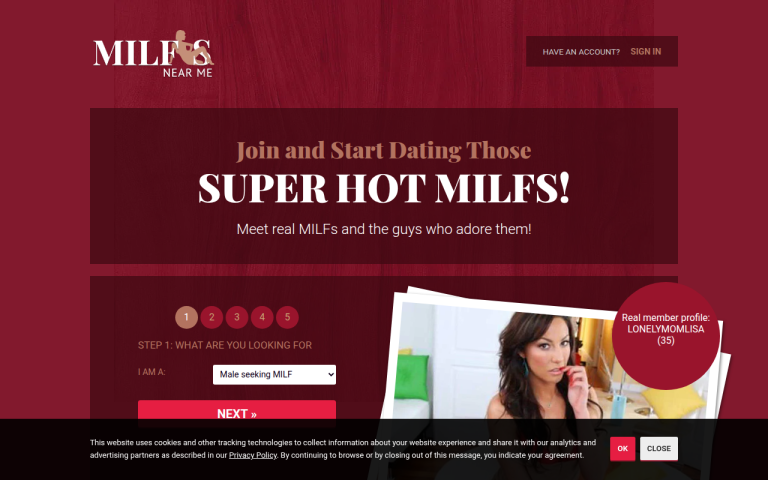 milfsnearme.com Reviews & Reviews Website Screenshot