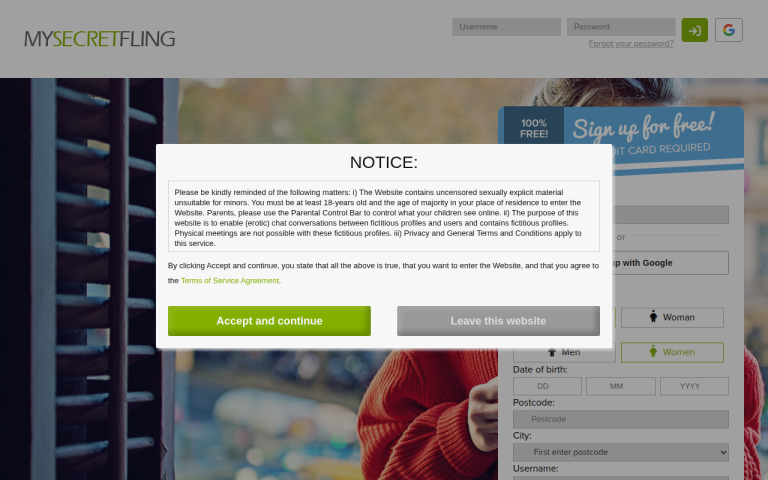 mysecretfling.com Reviews & Reviews Website Screenshot