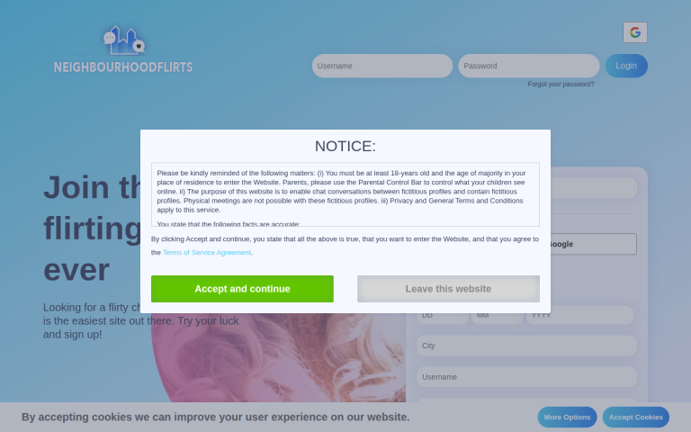 neighbourhoodflirts.com Reviews & Reviews Website Screenshot