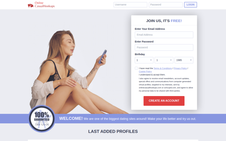 onlinecasualhookups.com Reviews & Reviews Website Screenshot