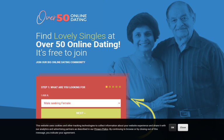 over50onlinedating.com Reviews & Reviews Website Screenshot