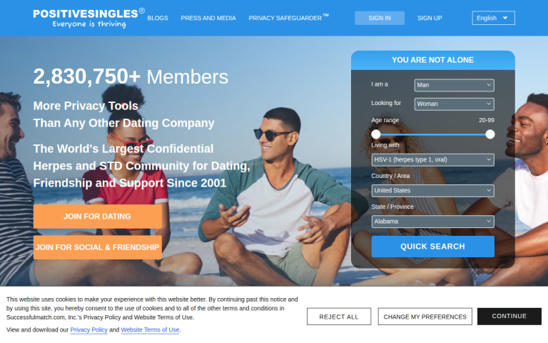positivesingles.com Reviews & Reviews Website Screenshot