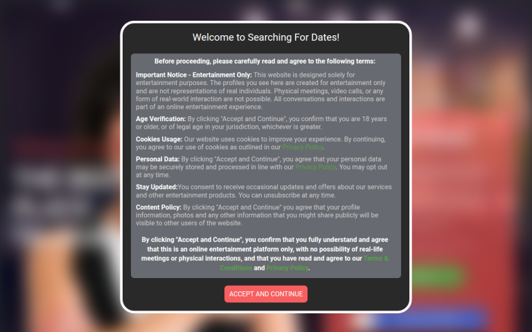 searchingfordates.com Reviews & Reviews Website Screenshot