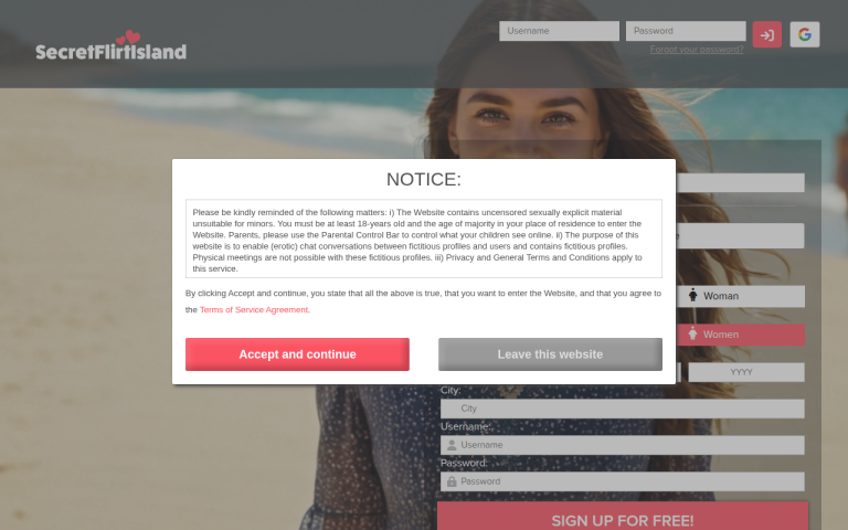 secretflirtisland.com Reviews & Reviews Website Screenshot