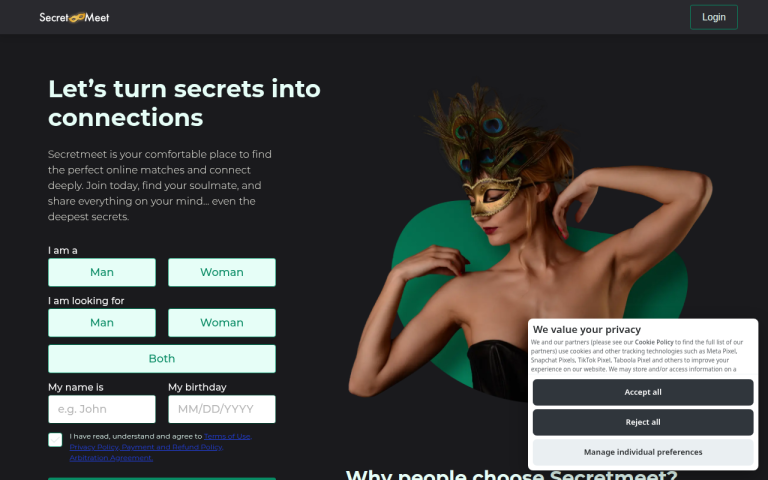 secretmeet.com Reviews & Reviews Website Screenshot