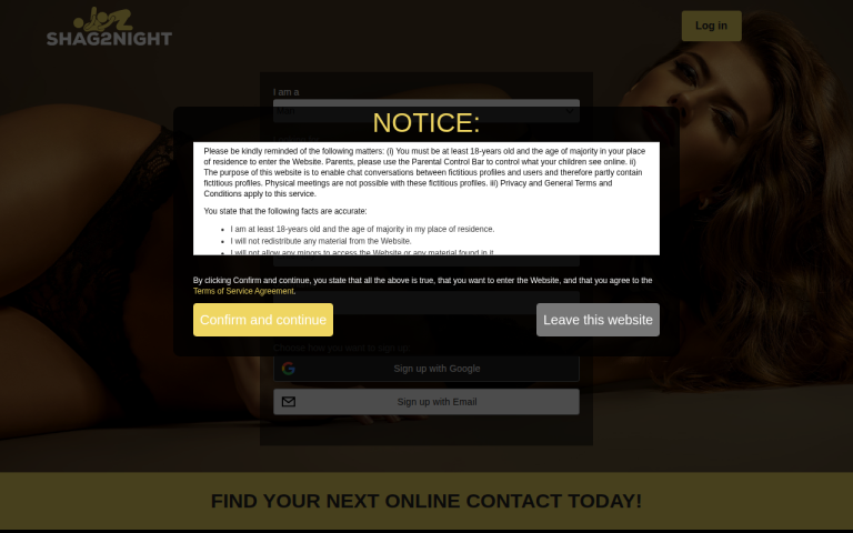 shag2night.com Reviews & Reviews Website Screenshot