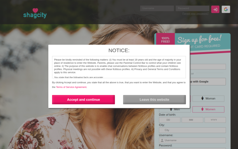 shagcity.co.uk Reviews & Reviews Website Screenshot