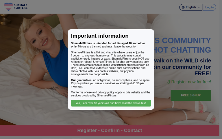 shemaleflirters.com Reviews & Reviews Website Screenshot