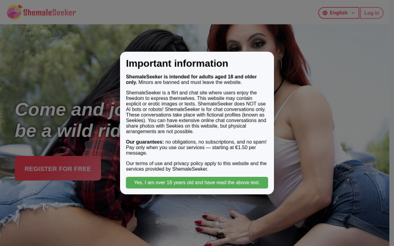 shemaleseeker.com Reviews & Reviews Website Screenshot