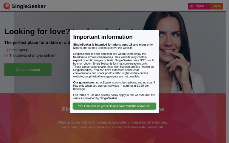singleseeker.net Reviews & Reviews Website Screenshot