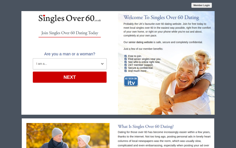 singlesover60.co.uk Reviews & Reviews Website Screenshot