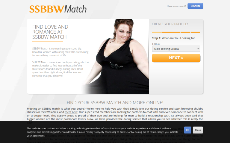 ssbbwmatch.com Reviews & Reviews Website Screenshot