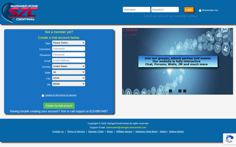 swingerzonecentral.com Reviews & Reviews Website Screenshot