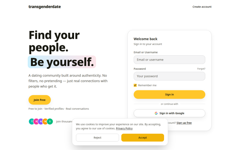 transgenderdate.com Reviews & Reviews Website Screenshot
